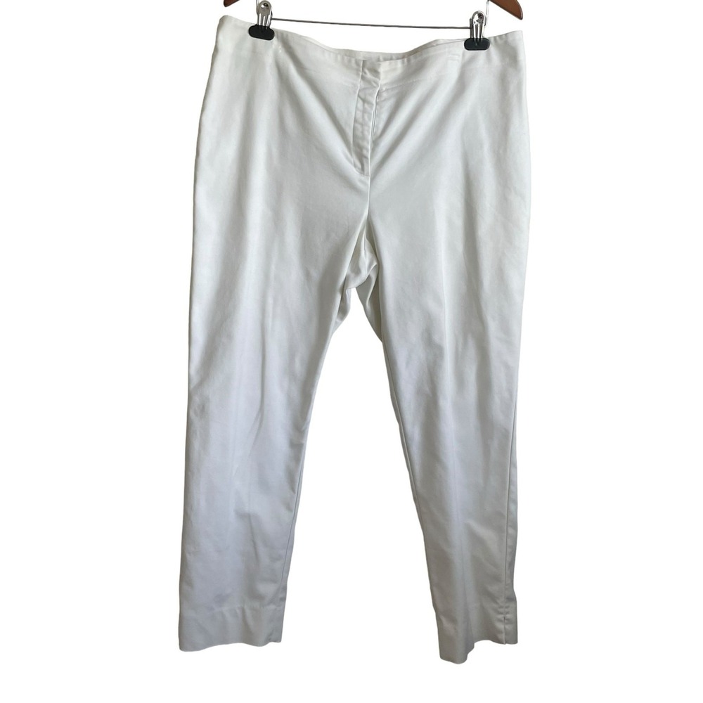 Chicos Women Cotton‎ Pants XL White Straight Leg Classic Officewear Minimalistic